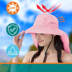 Step into the great outdoors with confidence in the Sun Cube Wide Brim Sun Hat with Neck Flap, designed to offer unmatched sun protection and comfort. This hat is a must-have accessory for any outdoor enthusiast, whether you're fishing, hiking, or enjoying a safari adventure.

- **Material:** High-quality, water and stain-resistant nylon
- **Color:** Vibrant Pink
- **Size:** 24 inches head circumference
- **Gender:** Female
- **Features:** UPF 50+ protection, wide brim, neck flap, breathable mes Summer Waterproof Adjustable Hats, Breathable Bucket Hat For Summer Camping, Summer Hat With Uv Protection In Pink, Pink Sun Hat With Upf 50+ For Travel, Adjustable Waterproof Summer Hats, Summer Fishing Hat, Summer Pink Hats With Uv Protection, Summer Pink Hat With Uv Protection, Pink Summer Hats With Uv Protection