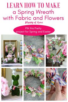 how to make a spring wreath with fabric and flowers by phh this pretty project for spring and easter