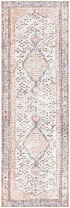 an old rug with different colors and patterns on the bottom, including blue, pink, orange