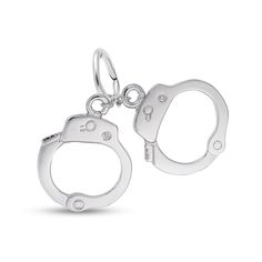 Lock down your style with this handcuff design from Rembrandt Charms®. Created in sterling silver, this look features a pair of dainty sculpted handcuffs. Polished to a bright shine, this charm is ready to add to any Rembrandt chain, sold separately. Jewelry Charms Pendants, Law Enforcement Officer, Rembrandt, Sea Glass Jewelry, Law Enforcement, Favorite Things Gift, Jewelry Shop, Sterling Silver Earrings, Sterling Silver Jewelry