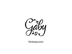 the word gaby is written in black ink