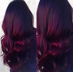 Red Velvet balayage-- dark roots with vibrant burgundy ends. Done by Renée Spinale at The Dollhouse. Ombre Blonde, Hair Red, Red Ombre, Trendy Hair Color