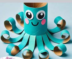 an octopus made out of toilet paper on a blue background with the words, how to make