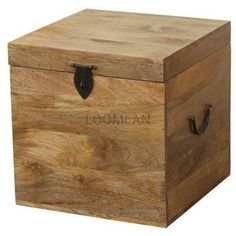 a wooden box with two handles is shown