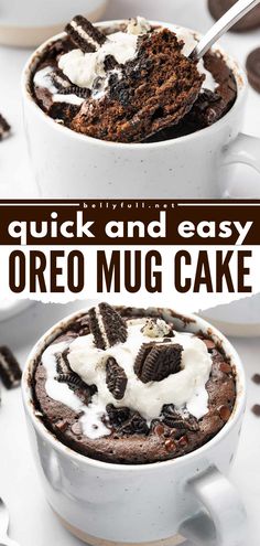 Quick and easy, this Oreo Mug Cake recipe is made with just a handful of pantry staples plus Oreos and mini chocolate chips. It’s rich, decadent, has an airy texture, and takes just 6 minutes to prepare! Oreo Microwave, Oreo Mug Cake Recipe, Oreo Mug Cake, Oreo Mug, Healthy And Unhealthy Food, Mug Cake Recipe, Jar Recipes, Favorite Recipes Chicken