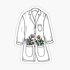 a white jacket with flowers in the pocket sticker