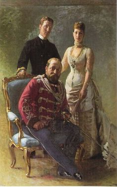 a painting of two people sitting on a chair