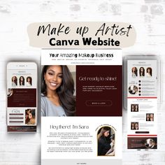 the website design for makeup artist canva website