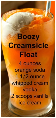 Creamsicle Float, Creamsicle Popsicle, Beverages Recipes, Mezcal Cocktails, Pina Coladas, Refreshing Beverages, Cocktail Drinks Alcoholic, Mixed Drinks Alcohol, Yummy Alcoholic Drinks