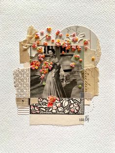 an altered photograph with flowers on it