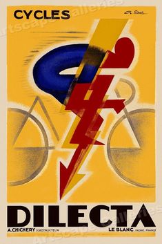 an advertisement for bicycle cycles with a lightning bolt in the center and two bicycles behind it