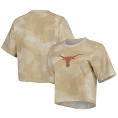 This Park Camo Boxy T-Shirt is the perfect blend of fashion and Texas Longhorns spirit. Built with comfort at the forefront, Columbia created this piece with ultra-soft fabric and a cropped hem for versatility and style. Plus, the striking graphics on the chest and unique camo design make it the ultimate piece for Texas Longhorns game day. Material: 100% Cotton Shell; 96% Cotton/4% Elastane Rib Officially licensed Sublimated design Brand: Columbia Short sleeve Crew neck Cropped Tagless Collar Im Texas Longhorns Logo, Camo Designs, Texas Longhorns, Edgy Look, Iconic Women, Columbia Sportswear, Active Wear For Women, Screen Print, Game Day