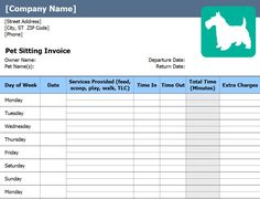 a printable pet sitting invoice is shown