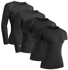 PRICES MAY VARY. Long sleeve + short sleeve 4 pack: Unrivaled comfort for all seasons. These compression sets allow for flexibility in weather conditions so you can stay fresh and dry during your workouts all year round. Compression Support: The four-way stretch fabric provides a compression fit that supports your muscles, enhances stability, and improves flexibility, empowering you to excel in any activity. Tight Fitting Tops: Snug fitted like a second skin. Recommend to order 1 size up for a s Gym Clothes Women Modest, Compression Shirts Women, Gym Attire Women, Genshin Dr, Gym Fashion Women, Women Workout Clothes, Modest Workout Clothes, Compression Tank Top, Sports Attire