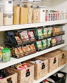 Opening the pantry to a jumbled mess is overwhelming. Make things easier with these genius pantry organization tips, tricks, and ideas. Pantry Stackable Storage, Bins For Pantry Organization, Pantry Corner Organization, Pantry Organization Ideas Walk In, Ladybug Organization, Contemporary Storage Ideas, Snack Wall, Townhome Ideas, Book Rooms