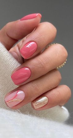 @nailsbypaulin Nail Design On One Finger, Spring Nails 2024 Trends Gel, May Gel Nails Ideas 2024, Spring Shellac Nails 2024, May Nails Ideas 2024 Simple, May Nail Designs 2024, Pink Gellac Nailart, Gelnagels Ideas, Summer Biab Nails 2024