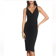 Anita Crepe Cocktail Dress. Size Small. Never Worn, Perfect Condition. It Pains Me To Sell Us, But It Doesn’t Fit. Purchased For $188. Black Fitted V-neck Dress For Formal Occasions, Fitted Black V-neck Cocktail Dress, Classic Black Dress For Night Out, Classic Black V-neck Dress, Black Ruched Sheath Dress, Classic V-neck Dress For Night Out, Classic Sheath Dress For Night Out, Black Sleeveless V-neck Dress For Cocktail, Black Sleeveless V-neck Cocktail Dress