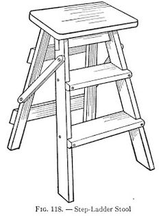 the step ladder stool is shown in black and white