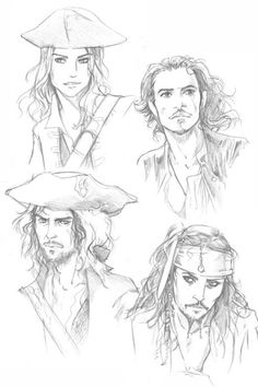 some drawings of pirates and their faces