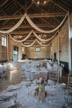 the tables are set up for an event