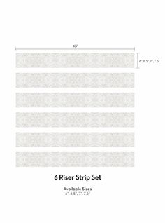 the 6 riser strip set is shown with measurements for each side and four sides