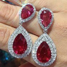 Red Water Drop Cubic Zirconia Hanging Earrings Red Water, Crystal Fashion, Wedding Anniversary Party, Cubic Zirconia Earrings, Earrings Women, Perfect Palette, Hanging Earrings, Trendy Earrings, Zirconia Earrings