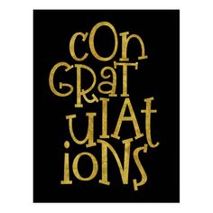 the words con grat u at lions on a black background with gold foil lettering