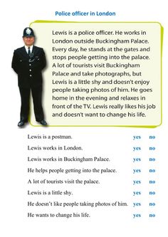 the police officer in london worksheet for kids and adults to learn how to read it