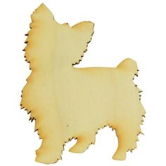 a wooden cutout of a dog on a white background