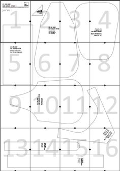 the pattern is shown with numbers and measurements to make it look like they have been cut out