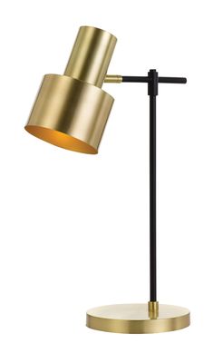 a gold and black desk lamp on a white background with the light turned off to show its dimmerance