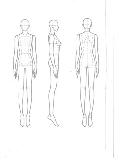 three mannequins are shown with measurements for each body