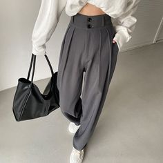 SIZE CHART Dark Academia Pants, Korean Office, Baggy Clothing, Preppy Aesthetic Outfits, High Waisted Palazzo Pants, Casual Suits, High Waist Wide Leg Pants, Medical Laboratory, Pants Women Fashion