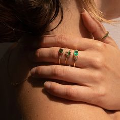 Emerald Lexie Ring Multi Band Ring, 2024 Jewelry, Jennie Kwon, Gemstone Engagement, Bridal Bracelet, Copper Rings, Emerald Jewelry, Gemstone Engagement Rings, Vintage Bracelets