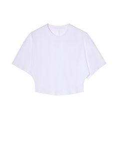 Fabric: 100% Cotton Athleisure Fitted Crew Neck T-shirt, Summer Athleisure Crew Neck Top, Spring Athleisure Top, Sporty Stretch Tops With Shirttail Hem, Spring Sporty Tops With Shirttail Hem, Sporty Spring Tops With Shirttail Hem, Modern Cotton Tops With Shirttail Hem, Modern Cotton Top With Shirttail Hem, Minimal Stretch Spring Tops In Athleisure Style