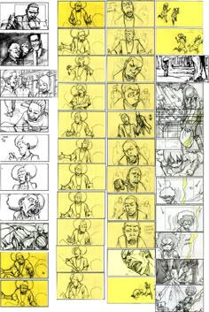 the storyboard for disney's animated film, beauty and the beast is shown in yellow