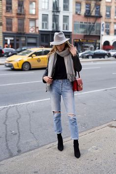 Gray Hat Outfit, Fall Shopping List, Gray Hat, Studded Leather Jacket