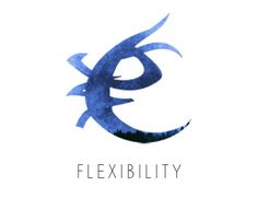 the word flexibility written in blue ink on a white background with an image of a bird