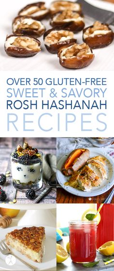 the cover of over 50 gluten - free sweet and savory rosh hashanah recipes