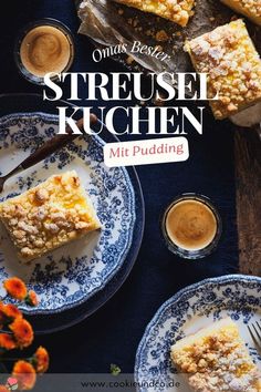 some plates with desserts on them and the title reads, stressful kitchen mit pudding