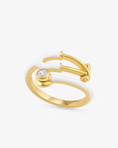 Choose from gold vermeil, a thick layer of 18K gold over sterling silver; or 18K gold over brass Use our Ring Sizer to find your perfect fit Band thickness: 14 mm Healthcare Workers, Enamel Ring, Demi Fine Jewelry, Ring Sizer, Health Professionals, White Ring, Jewelry Care, Gold Vermeil, 18k Gold