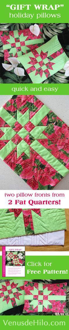 the instructions for how to make a quilted table runner with poinsettis