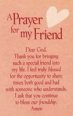 a prayer for my friend with a heart on it