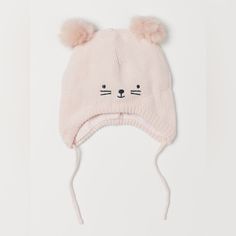 New With Tags H&M Baby Girl Knit Hat. Size 2-6m Cute Pink Winter Beanie, Cute Knitted Cat Ears Hat, Cute Cotton Cap Beanie, Warm Playful Cotton Hat, Cute Cotton Beanie Cap, Warm Cotton Playful Hat, Playful Warm Cotton Hat, Playful Cotton Winter Hat, Cute Warm Cat Ears Hat