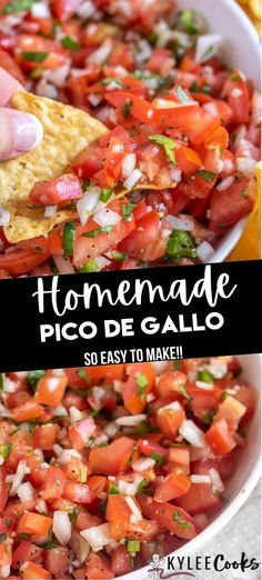 homemade pico de gallo salsa in a bowl with tortilla chips