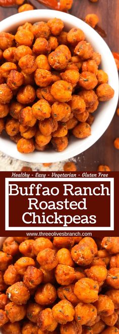 buffalo ranch roasted chickpeas in a white bowl