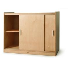 Whitney Brothers® Sliding Doors Storage Cabinet | Cabinets | Modishstore Cabinet Sliding Doors, Sliding Cabinet Door, Sliding Door Storage, Sliding Cabinet, Classroom Storage, Sliding Doors Interior, School Furniture, Small Wood Projects, Door Storage