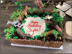 Zoo Birthday Party Cake, Jungle Cake Ideas, Zoo Theme Birthday Cake, Jungle Birthday Cakes, Zoo Cake, Suprise Birthday, Zoo Birthday Party