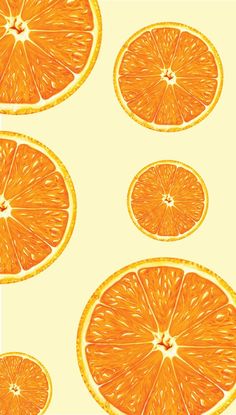 orange slices are arranged in rows on a yellow background