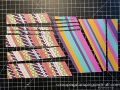 several strips of paper are cut into squares